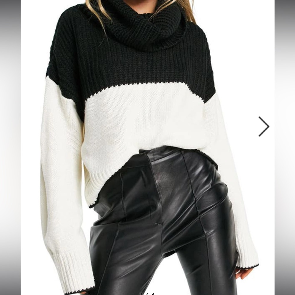 TOPSHOP Colorblock Cowl Neck Sweater (US 4-6)